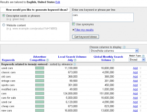 Google Keyword Tool